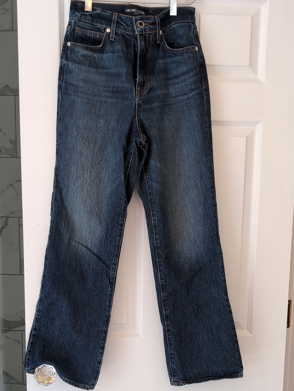 Veronica Beard Indigo High-Rise Wide Leg Jeans